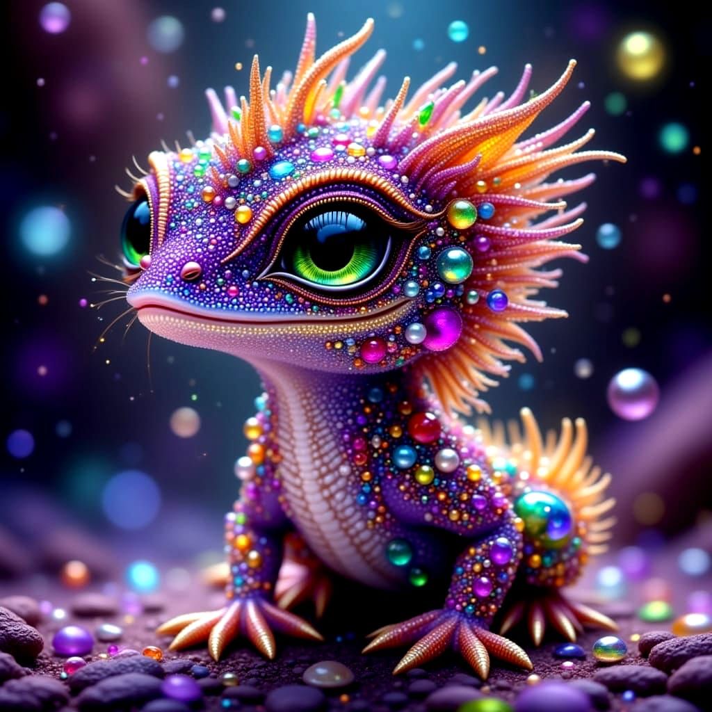 Cute Fantastical Creature with Jewel Patterns