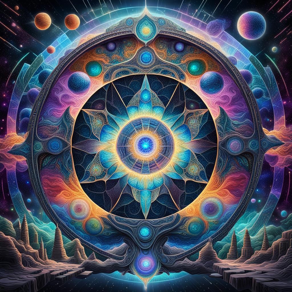 Multiversal Portals Opening in Astral Cosmic Illustration