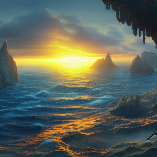 Dramatic Sunset Over the Sea: Matte Painting