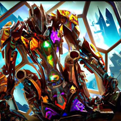 Stained Glass Bionicle in Dark Fantasy Style