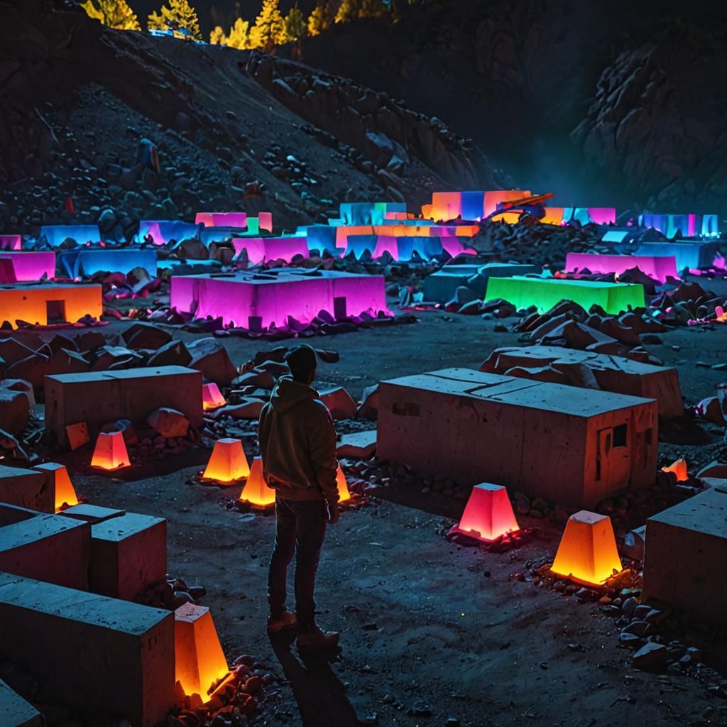 Yo vivo en un gran camping con carpas de cemento
una arriba ...