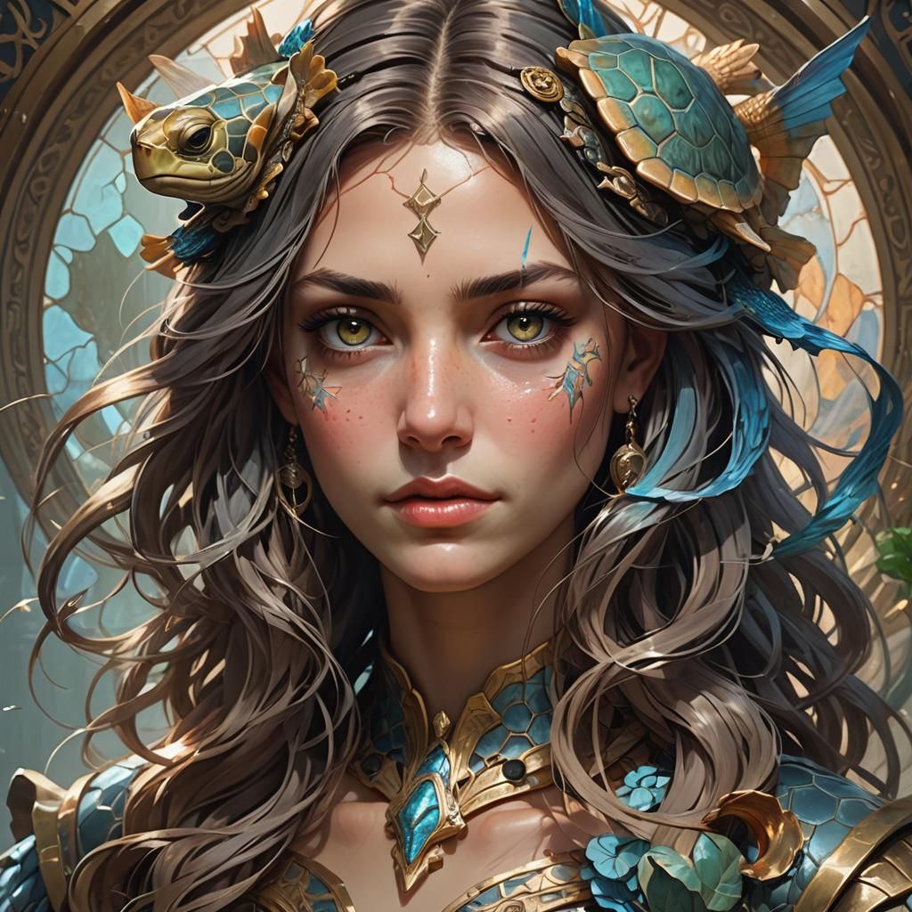 Hybrid Creature: Turtle-Headed Horse Portrait