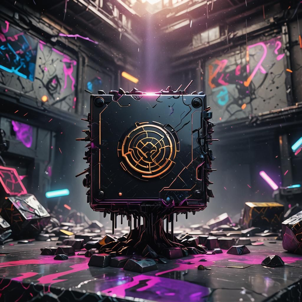 Cyberpunk Brain Anarchy Flag in Neon Marble