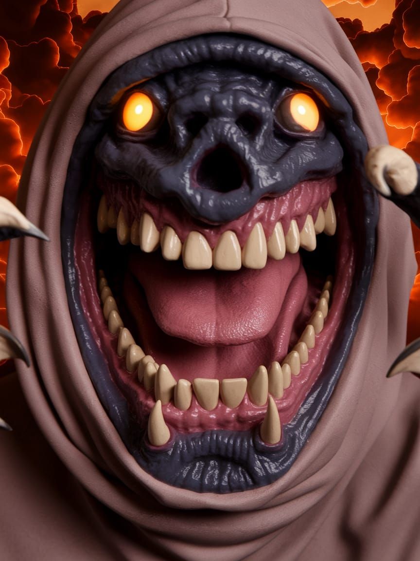 Cyberpunk Monster Screams in Fury