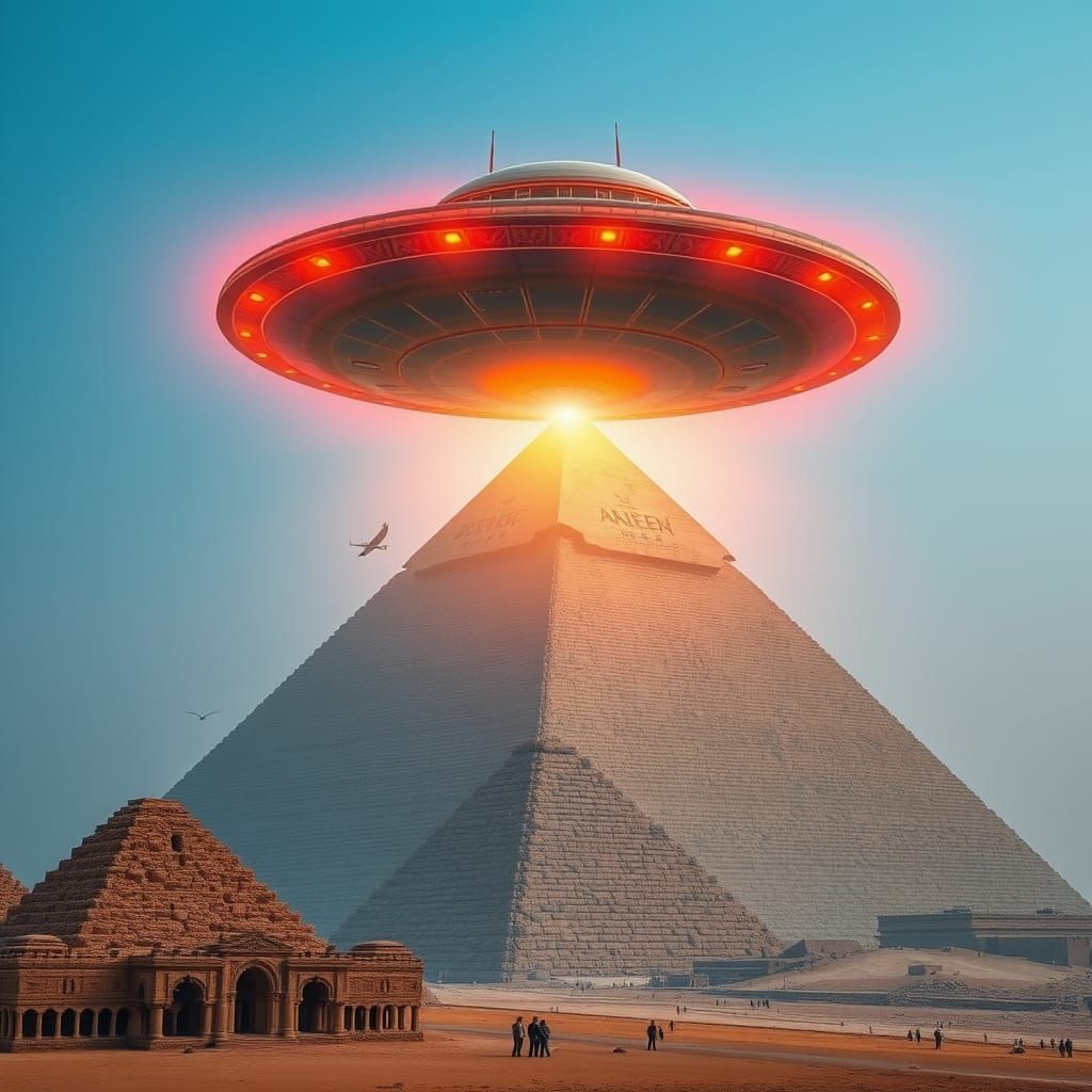 Alien Spaceship Lands on Great Pyramid of Giza