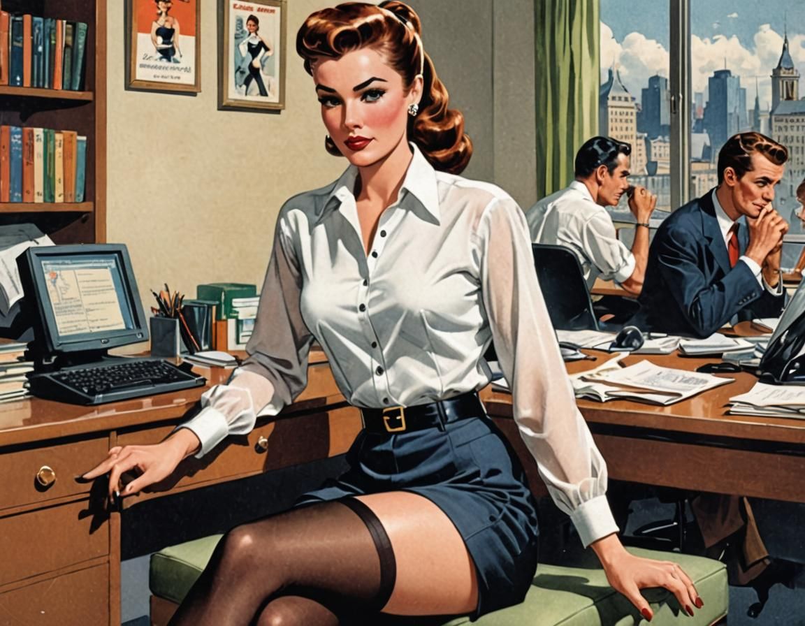 1950s French Lady in Comic Book Style