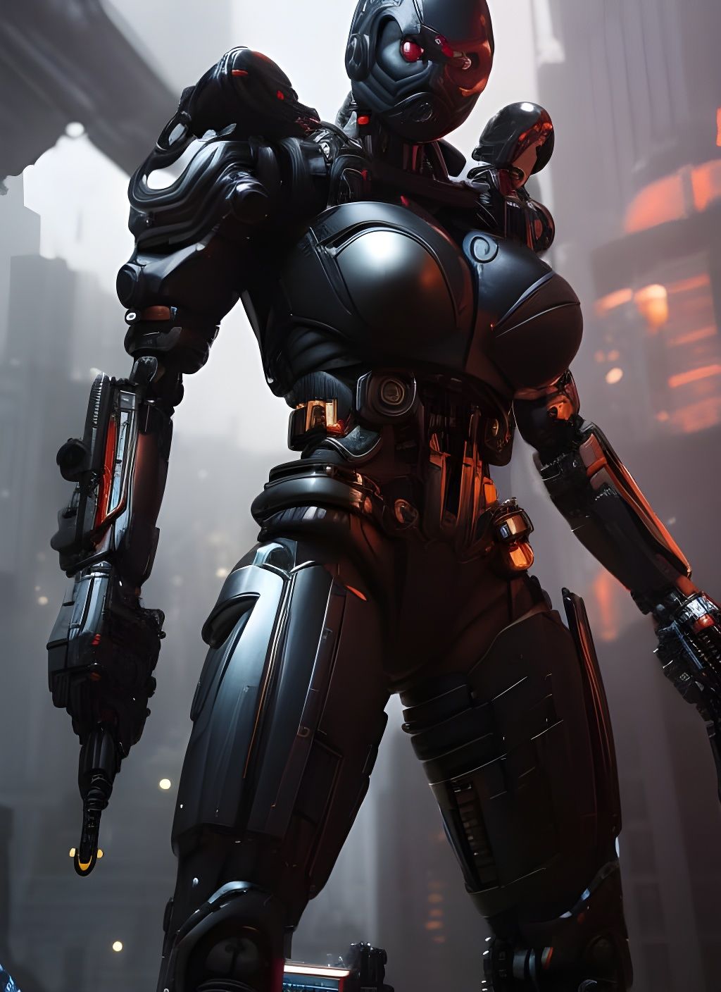 Epic Female Cyborg with Intricate Mech Details