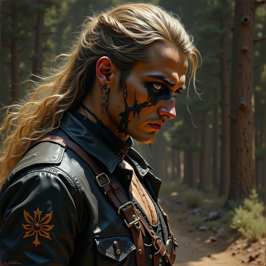 Man with Mysterious Dark Eyes in Old West