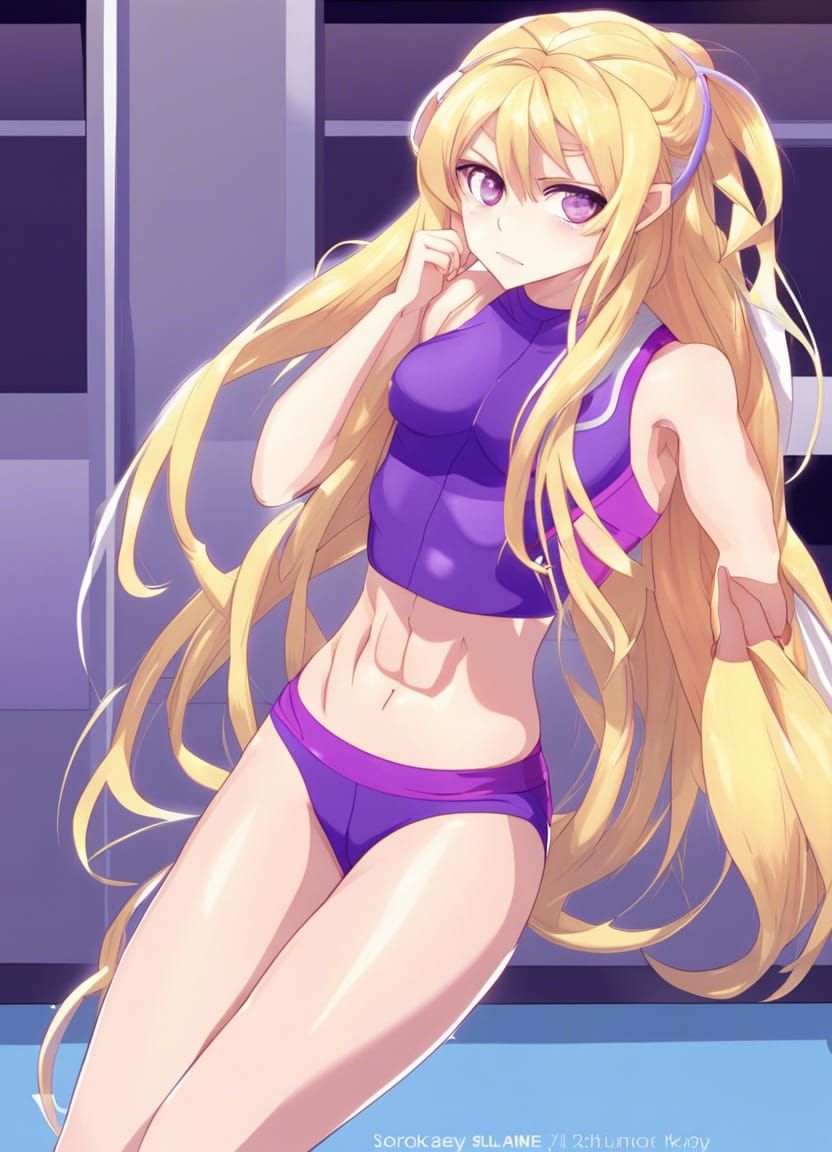 Anime Female Athlete at the Gym in Manga Style