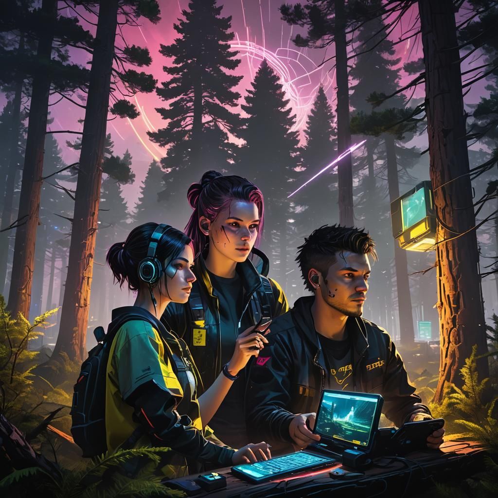 Cyberpunk 2099: Internet Connection in Pine Forest