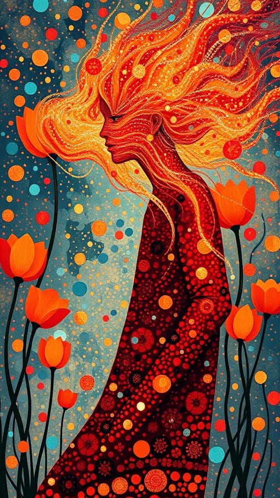 Whimsical Dreamlike Portrait in Liquid Opal Style