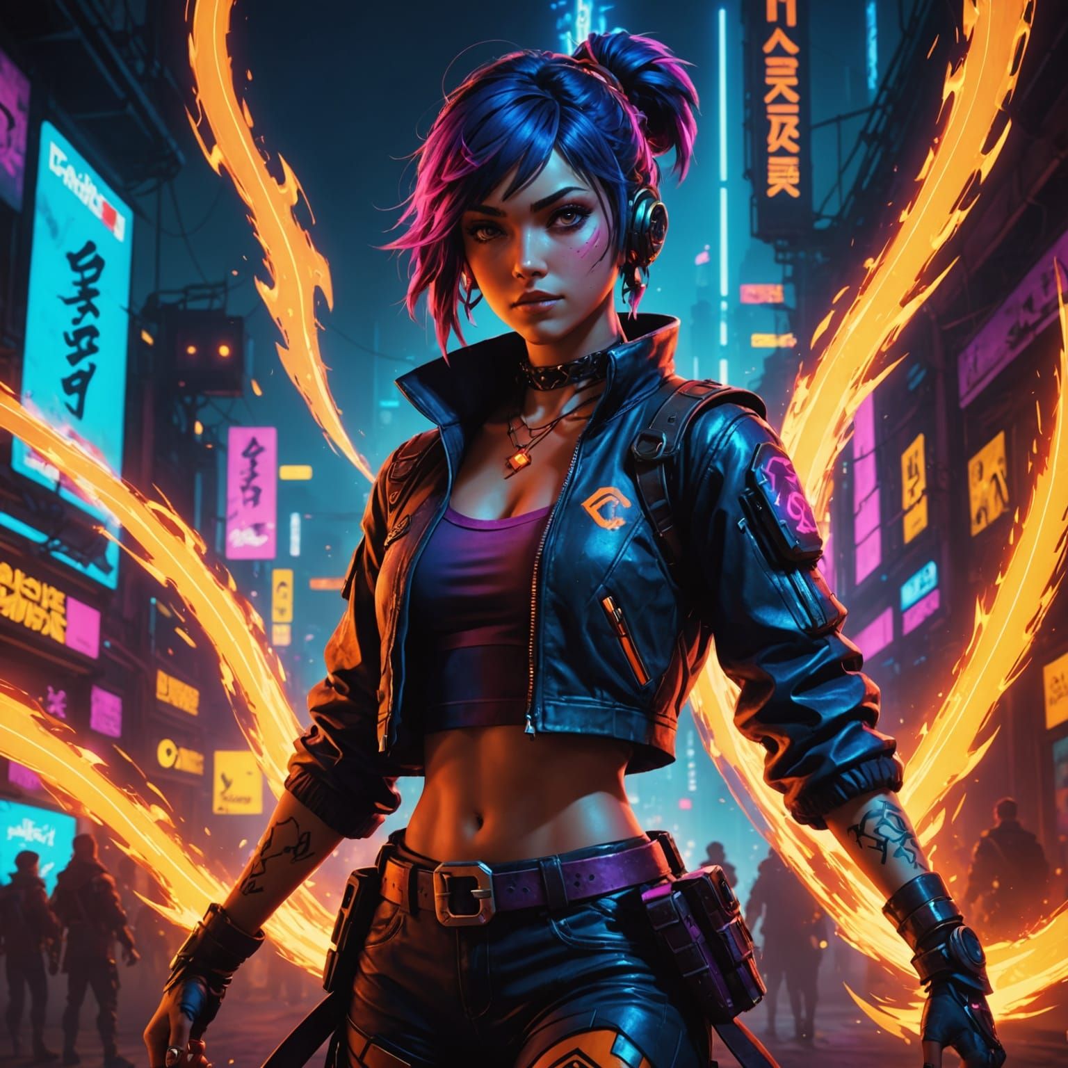 Miki Dances in Cyberpunk Flames