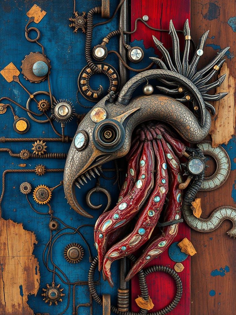 Surreal Tribal Circuitry and Meat in Maximalist Style