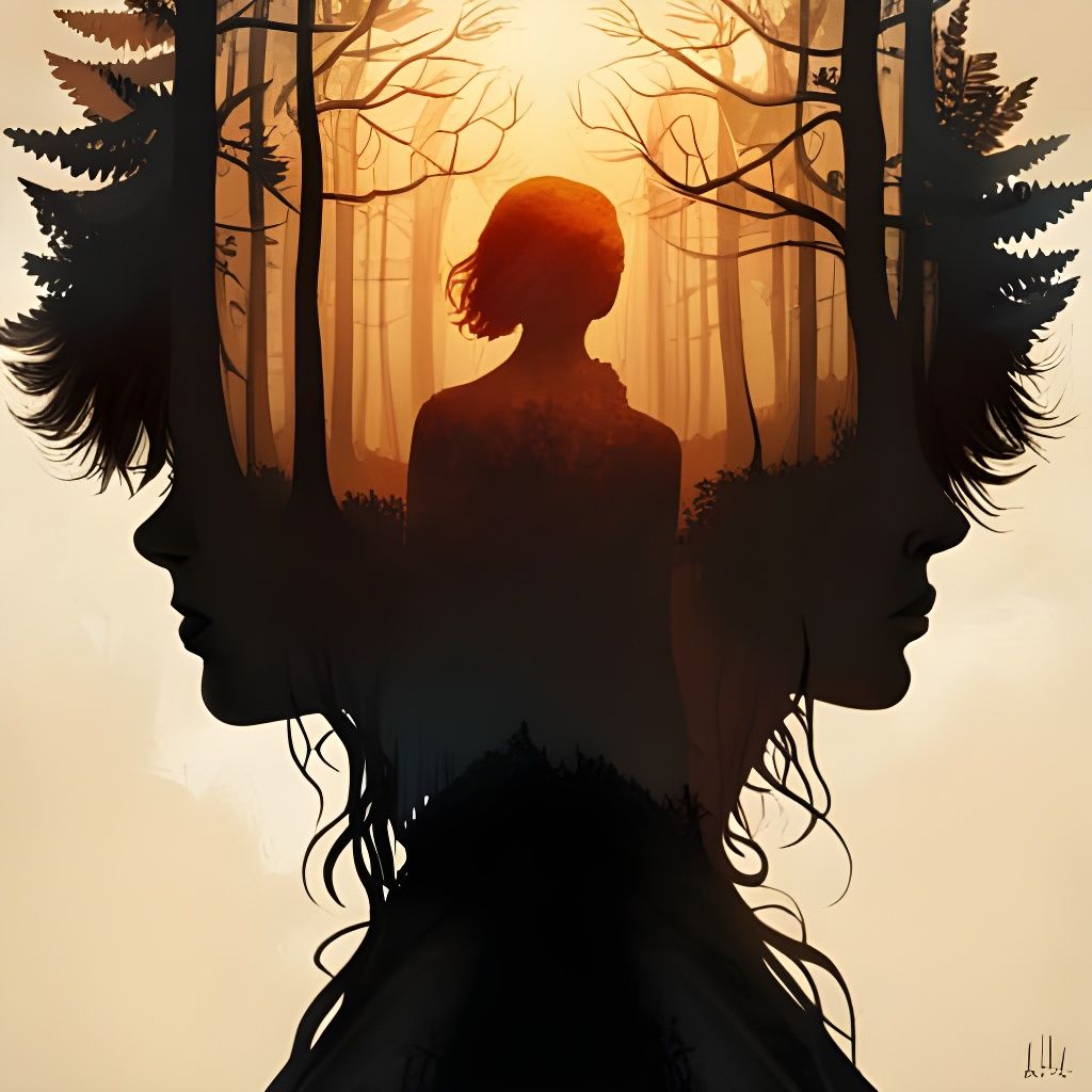 Double Exposure Portrait: Girl and Forest