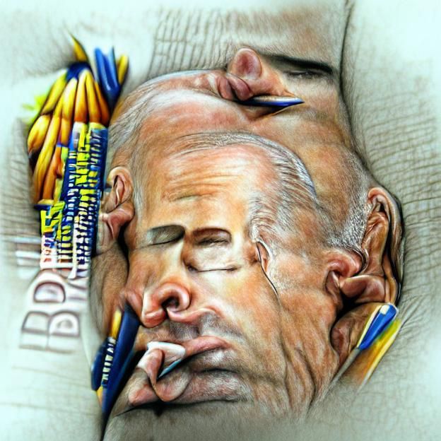 Hyperrealistic Pencil Sketch of Joe Biden Sleeping