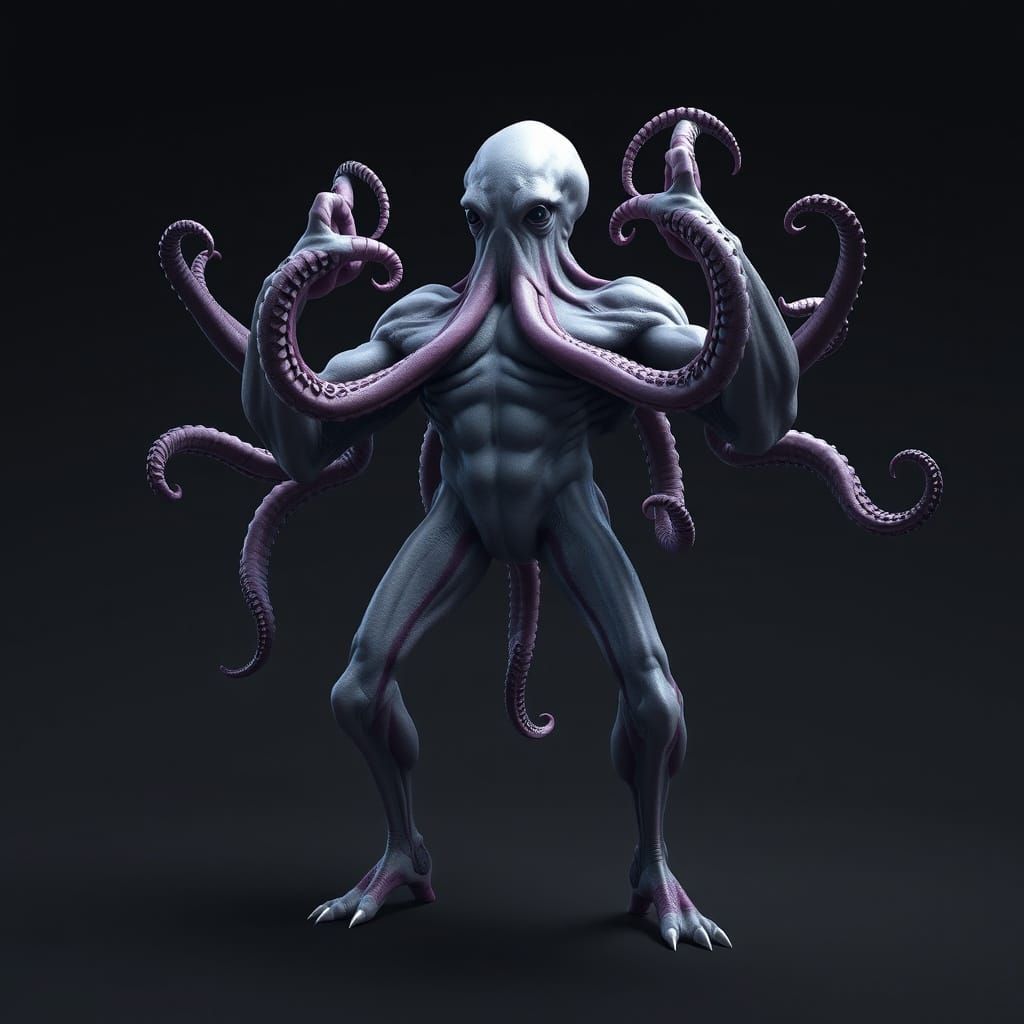 Cyberpunk-Inspired Anime Octopus Concept Art