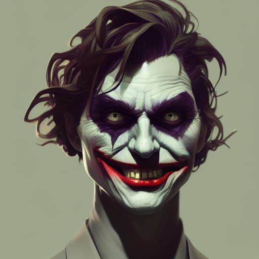 Joker Portrait in Hyperdetailed Art Nouveau Style