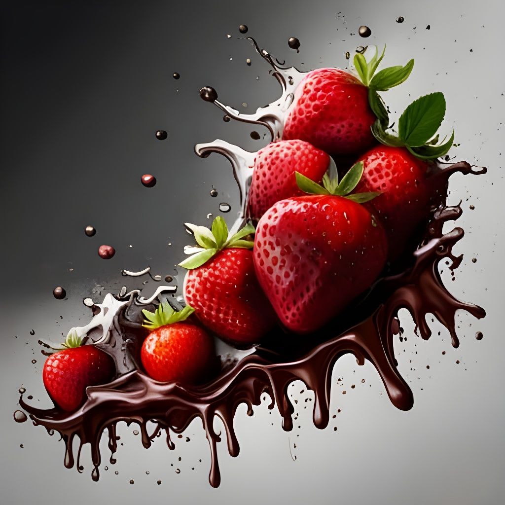Chocolate Covered Strawberries in Splash Art Style