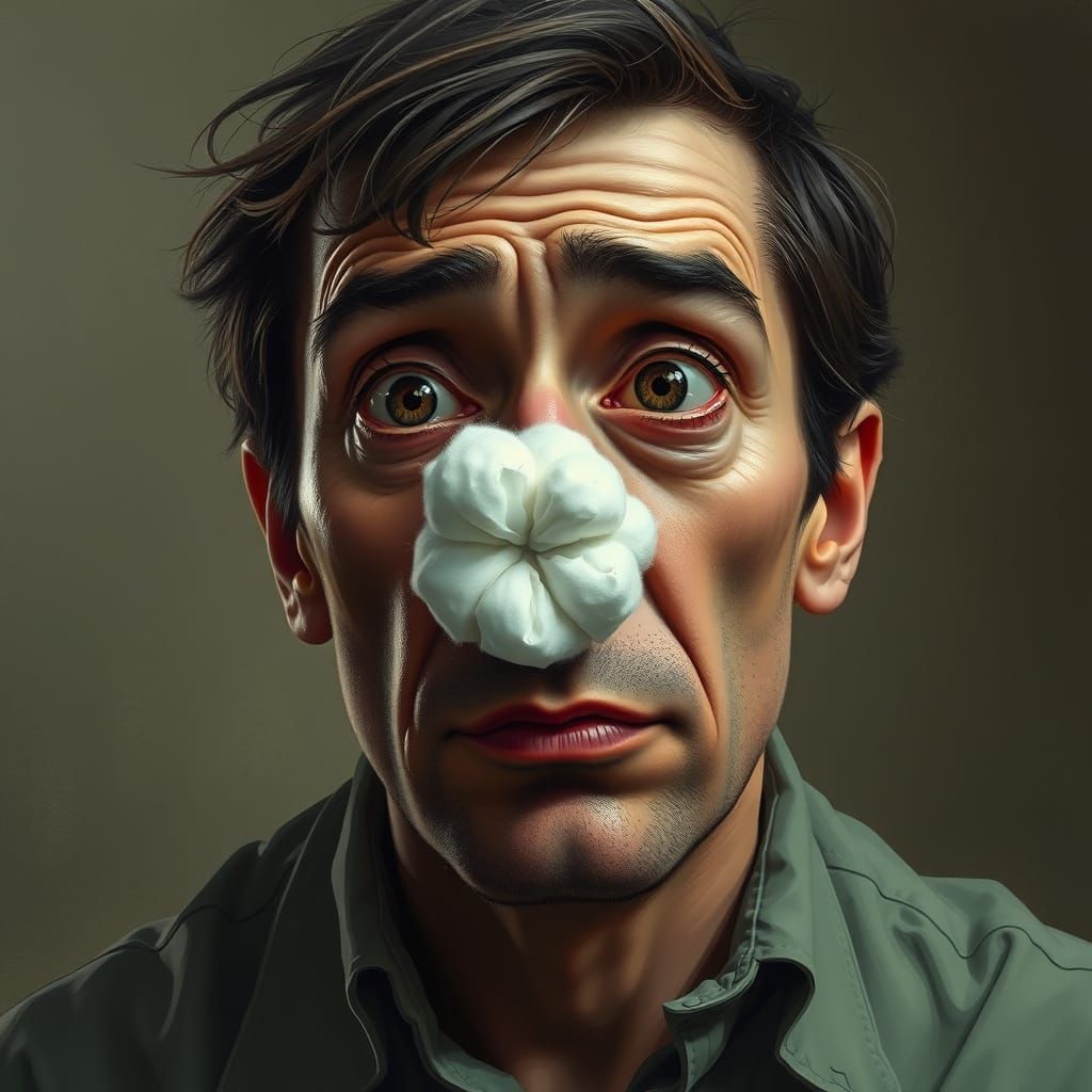 Weary Man with Cold, Digital Art