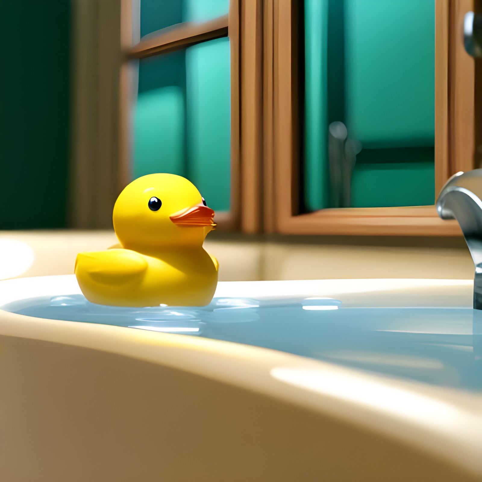 Rubber Ducky in Anime-Style Bubble Bath