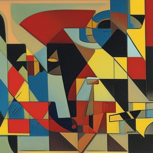 Abstract Cubism Painting in Euclidean Style