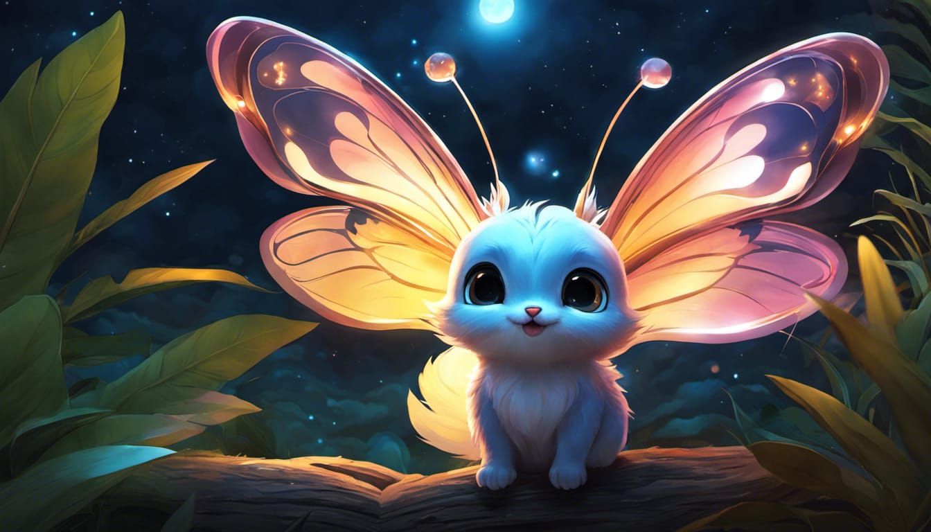 Fantasy Creature Watches Stars: Digital Art