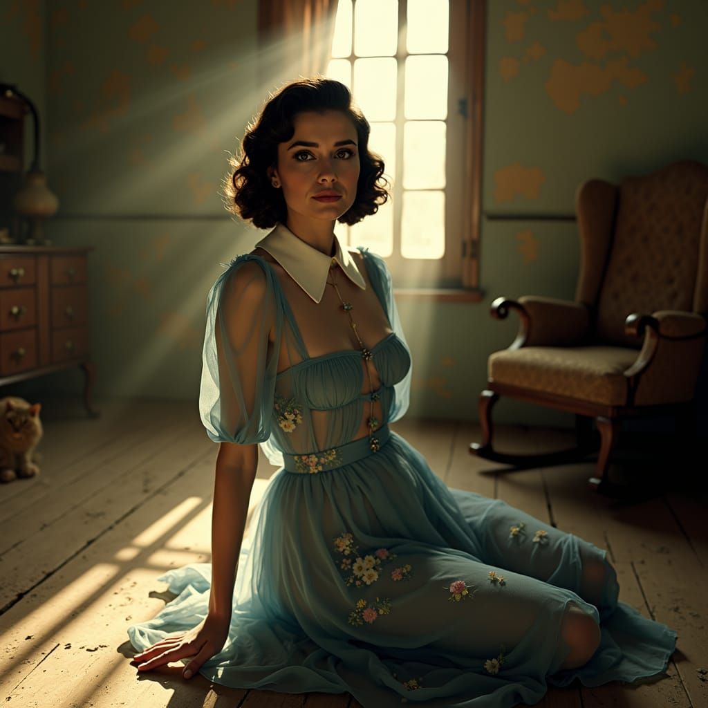 Film Noir Woman in Vintage Cinematic Still