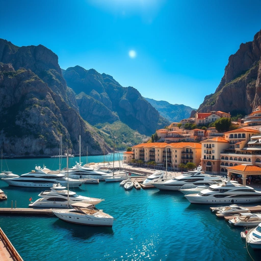 Breathtaking Monaco Harbor Scene in Hyper-Realistic Style