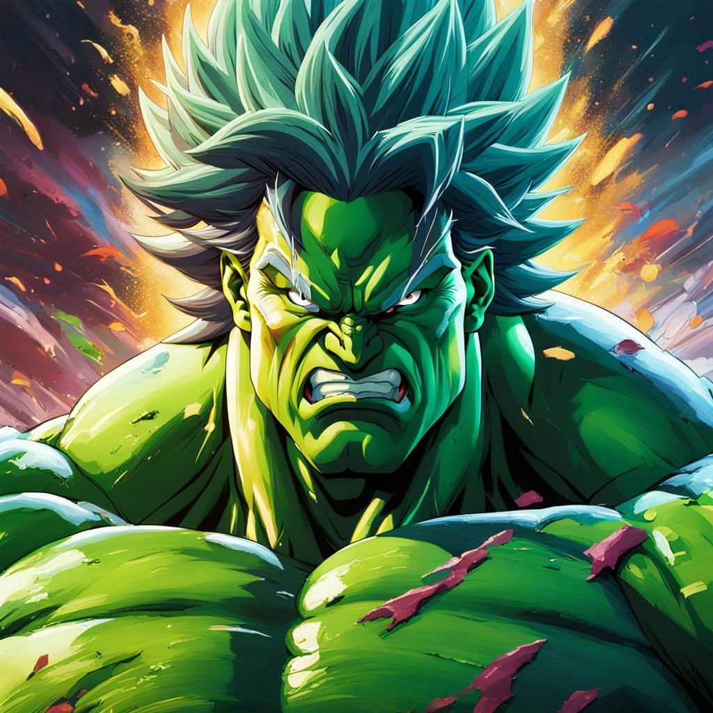 Hyperrealistic Broly Hulk Fusion Concept Art