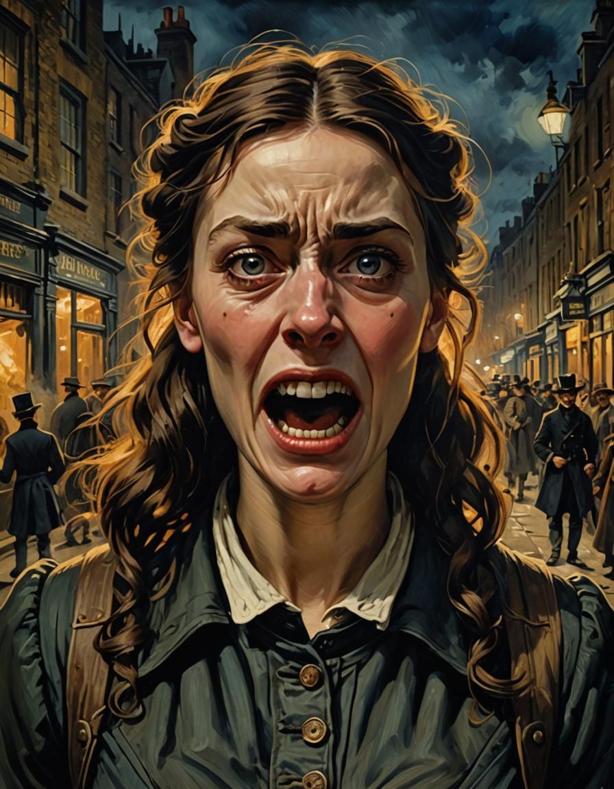 Victorian Woman Screaming in London's East End