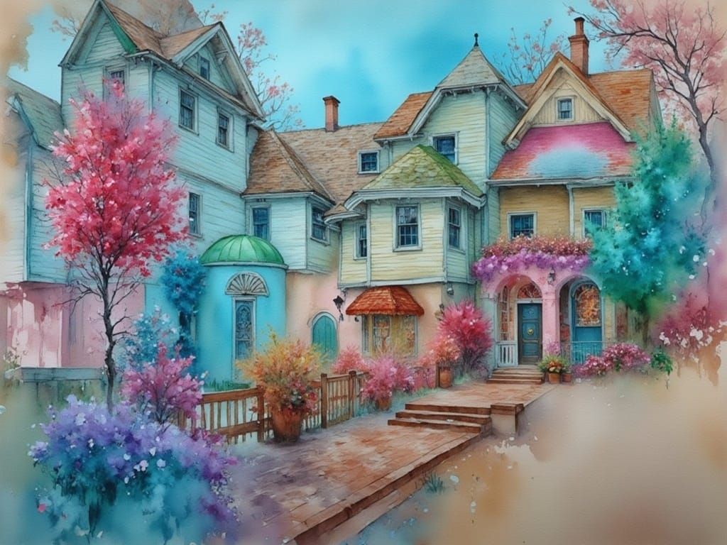 Idyllic House Front in Impressionistic Style