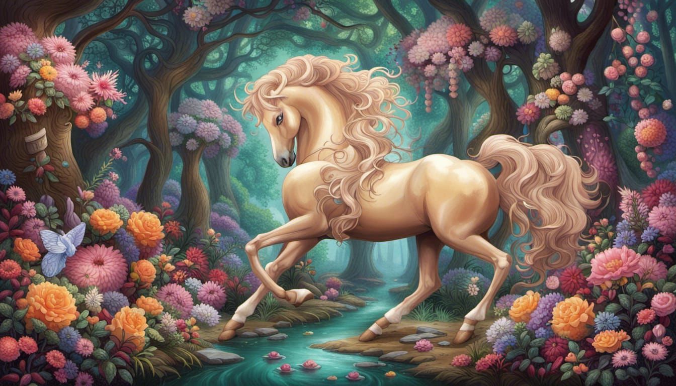 Centaurs in Enchanted Candy Forest, Hyperrealistic Illustrat...