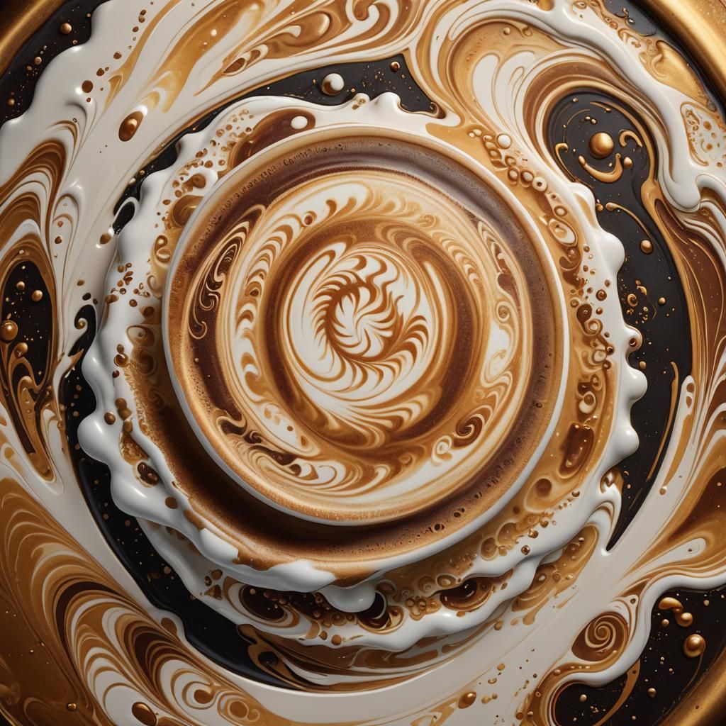 Latte Art: Swirling Vortex of Espresso and Foam