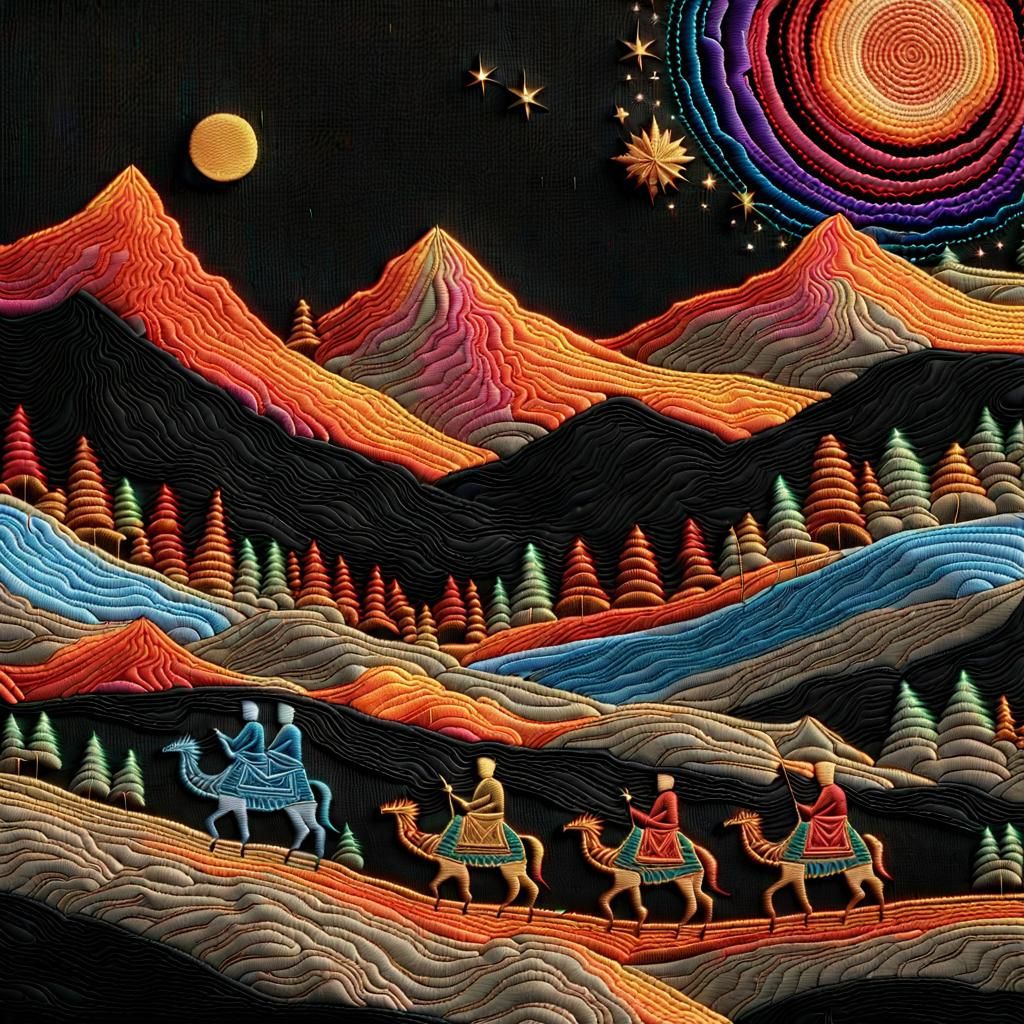 Cosmic Embroidery Silhouette of the Three Wise Men