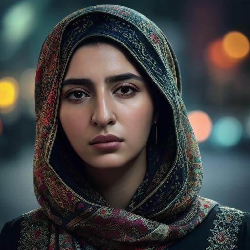 Beautiful Woman Painting in Futuristic Studio