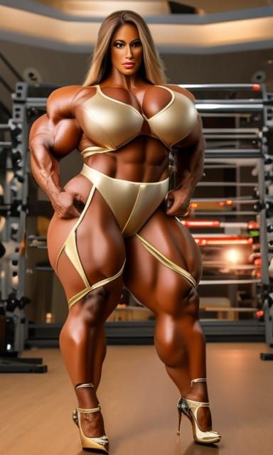 Voluptuous Bodybuilder in Bikini: 3D Digital Art