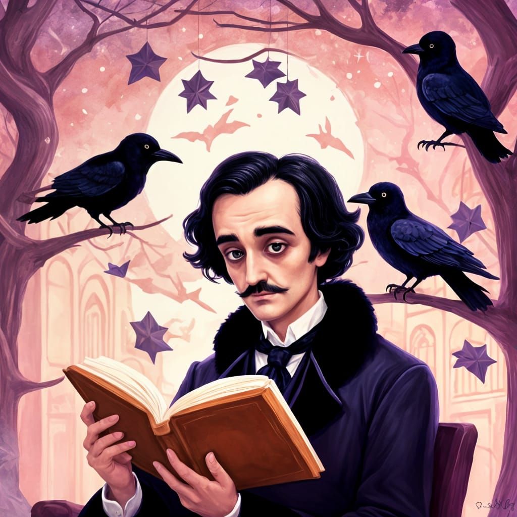 kawaii art style. big eyes
Edgar Allan Poe American writer a...