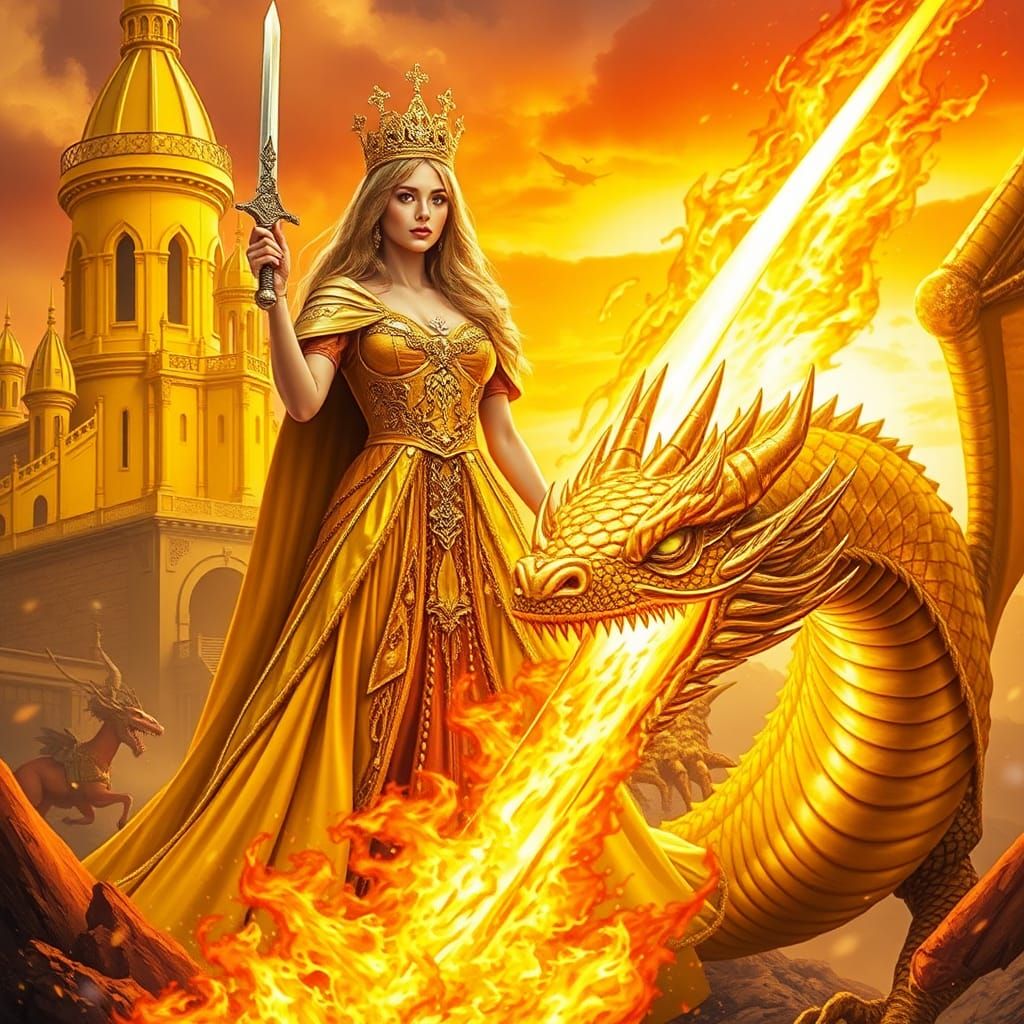 Gold Dragon's Fiery Breath at the Yellow Castle