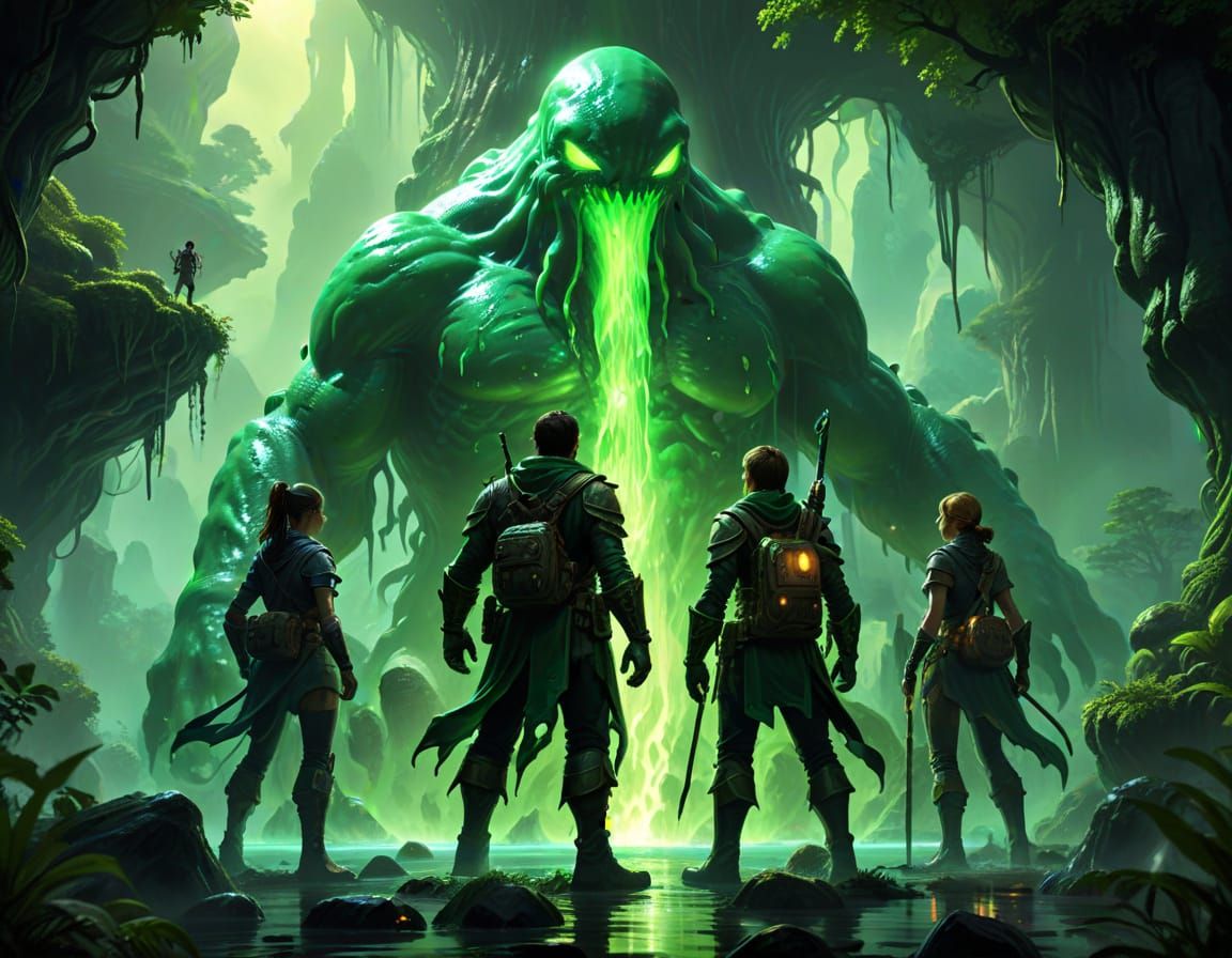 Glowing Green Slime Dominates Fantasy Realm