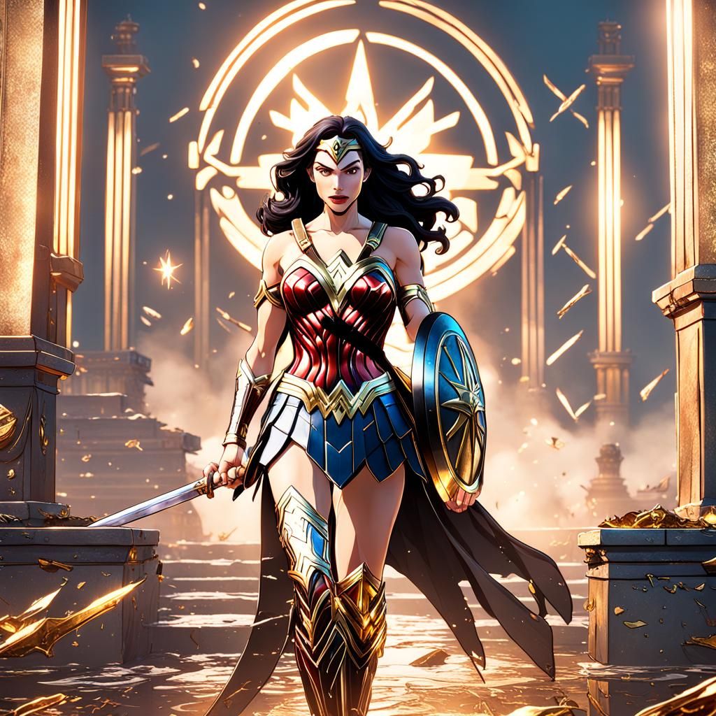 Wonder Woman in Genshin Impact Style