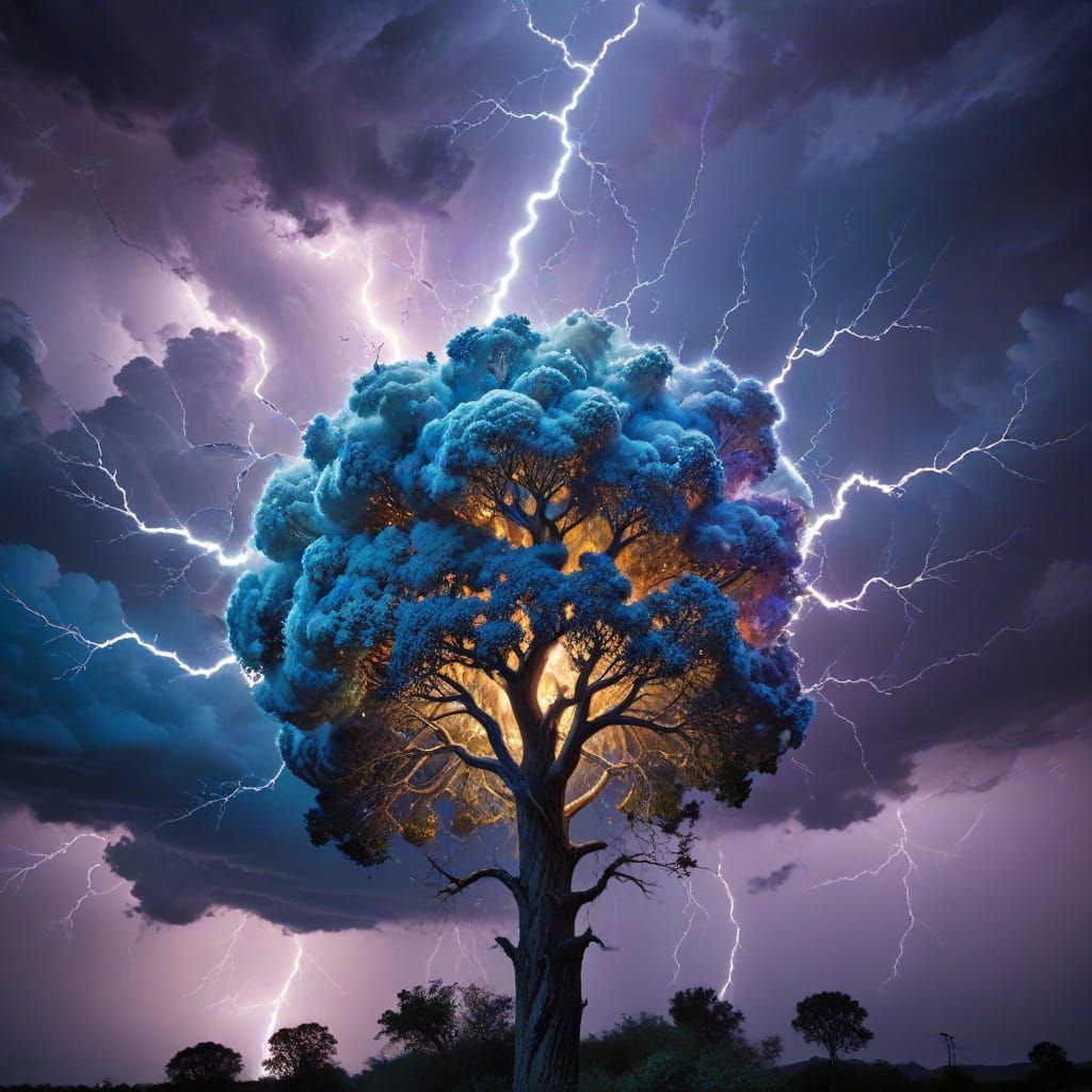 Ethereal Fractal Storm in Electric Blues