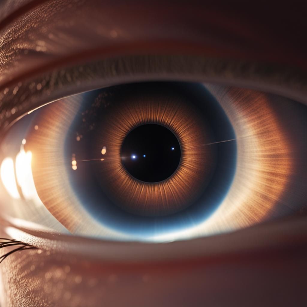 Earth and Alien Spaceship in Human Eye