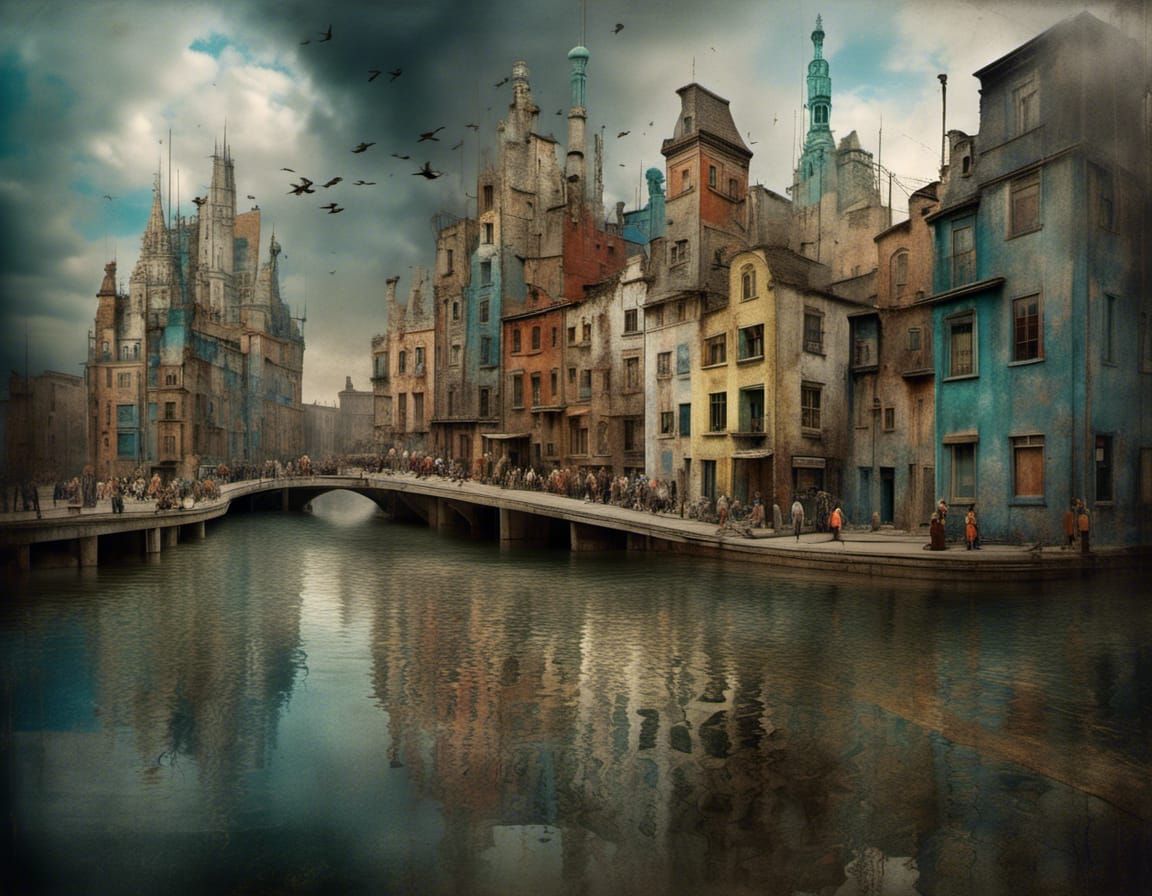 Polychromatic City Life: A Matte Painting in 8K