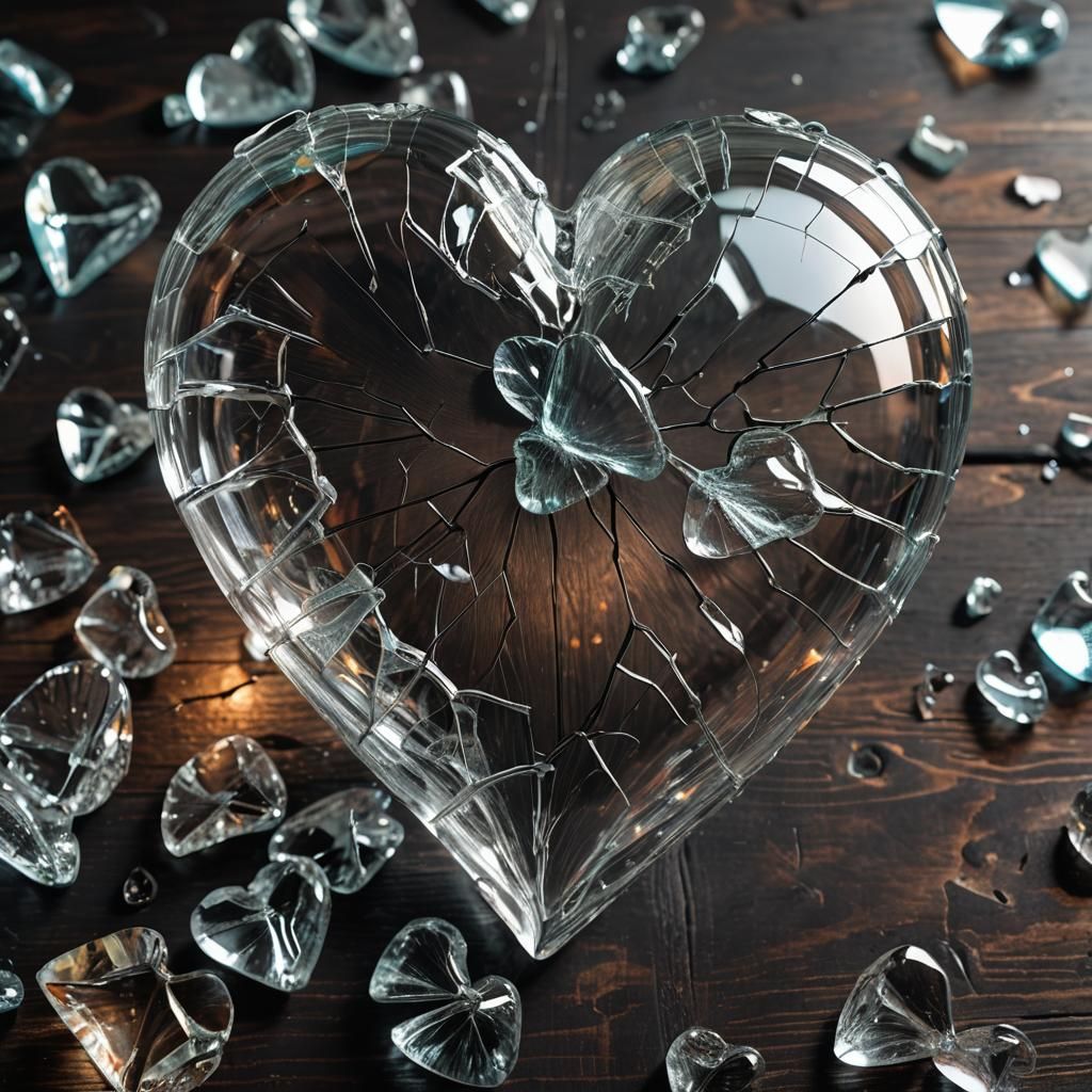 Shattered Glass Heart: Macro Digital Art