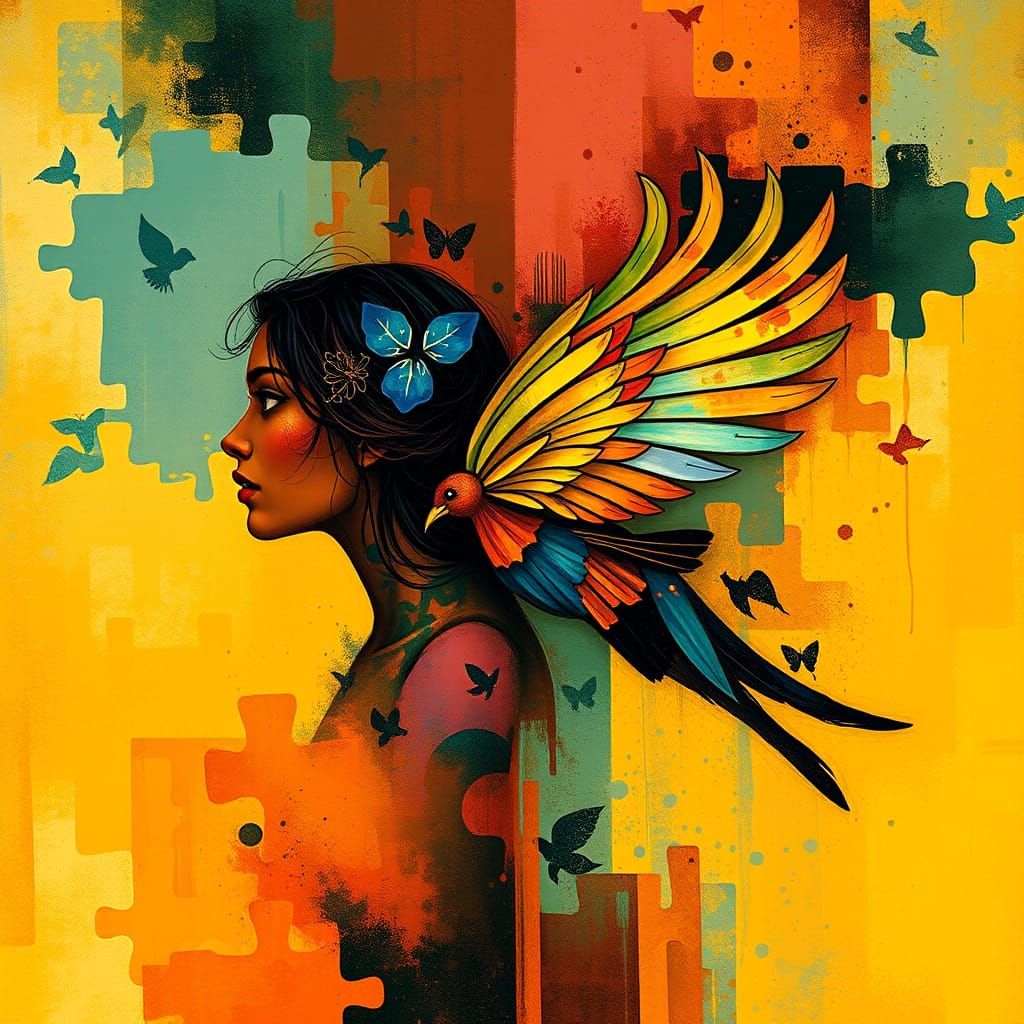 Abstract Figure Offering Comfort in Complementary Colors