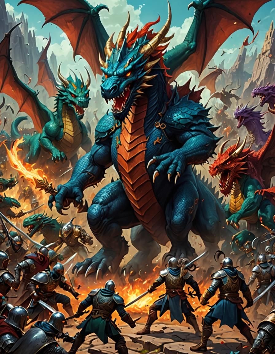 Epic Battle of Valla: Surreal Digital Illustration