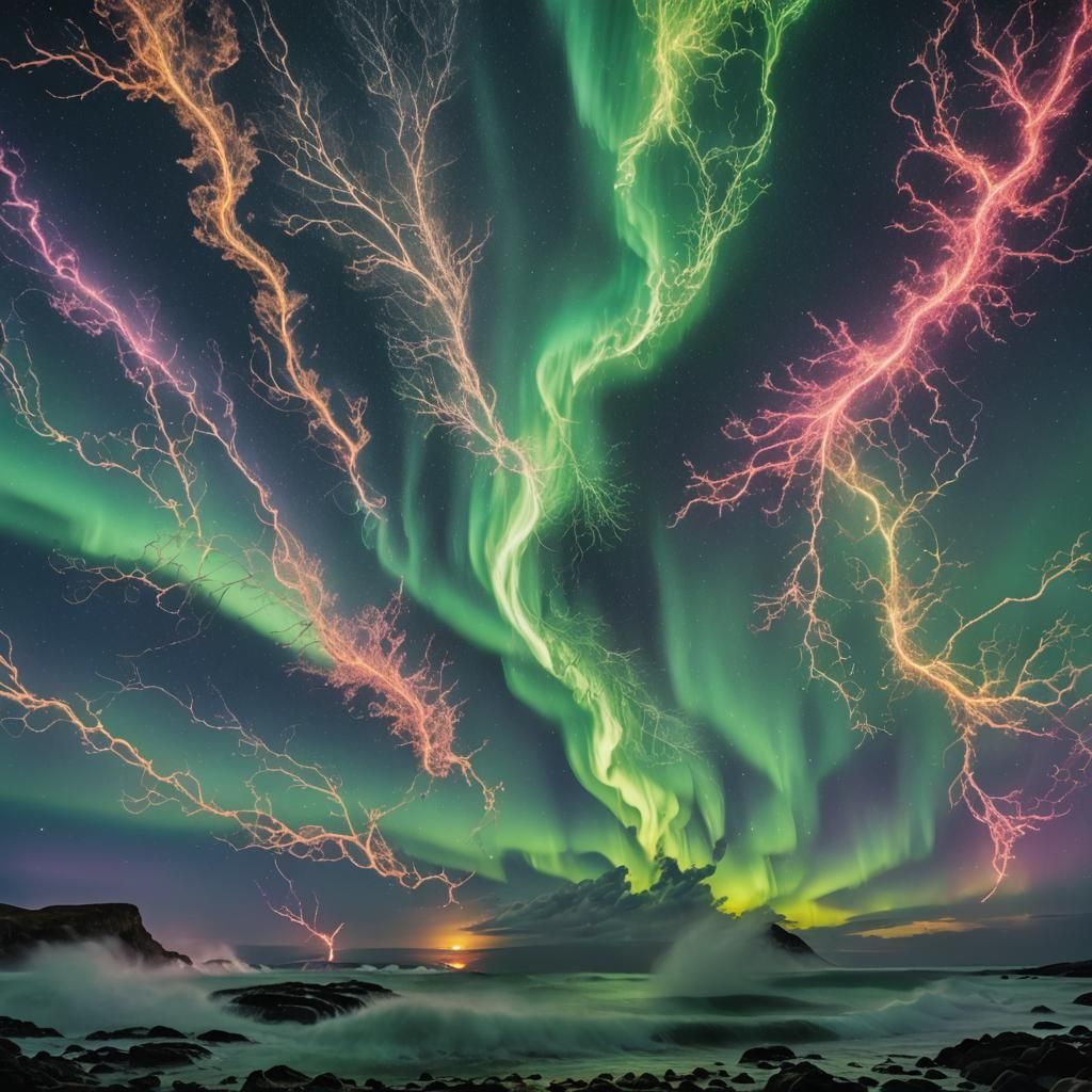 Psychedelic Mindscape: Neurons and Luminous Thoughts