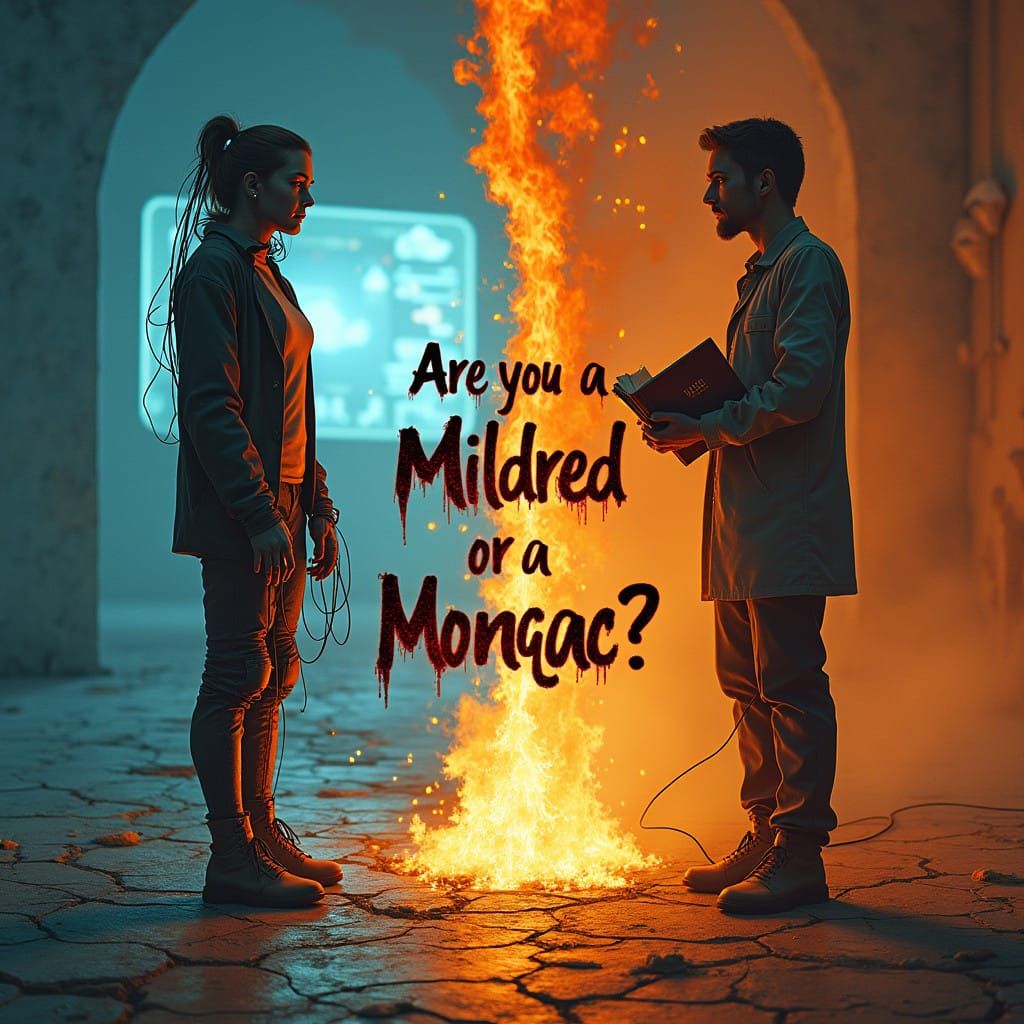 Cyberpunk Dystopian Contrasts: Mildred vs Montag