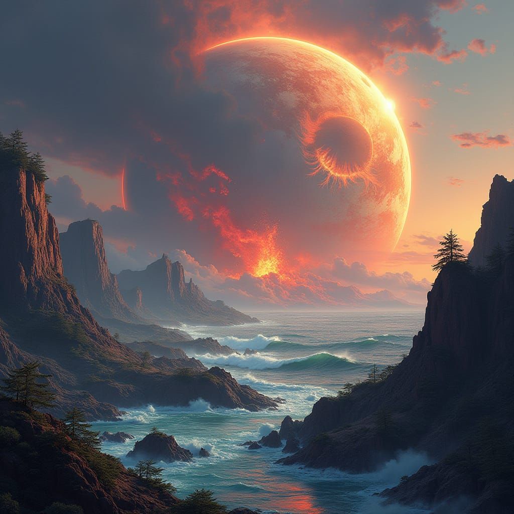 Vibrant Planetscapes with Oceans, Volcanoes, and Lush Landsc...