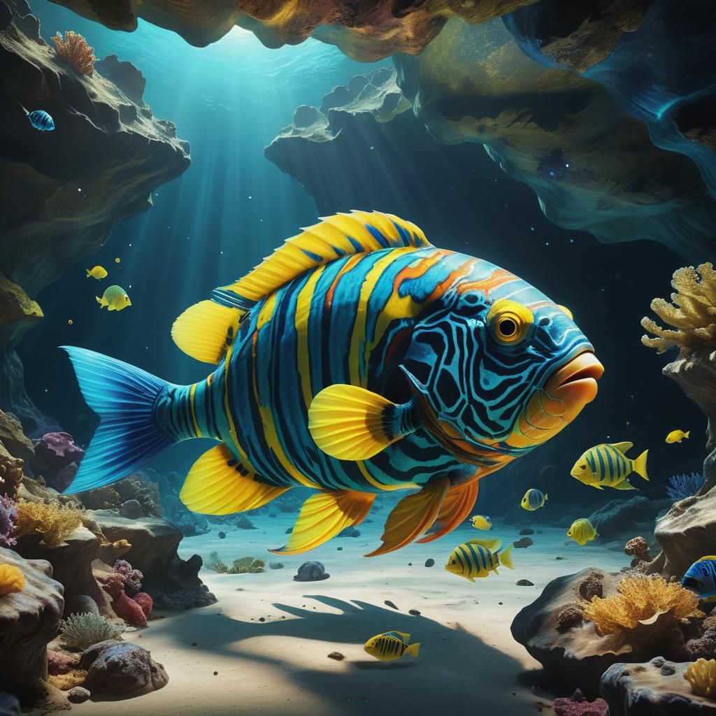 Exoplanetary Xenozoology: Tiger-Parrot-Fish in Alien Cave